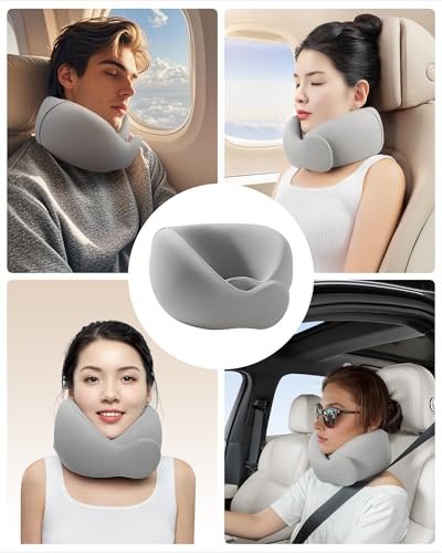 ravel Neck Pillows for Airplanes and Long-Haul Flights, Memory Foam Adjustable 360° Head Support with Asymmetrical Sides, Includes Travel Bag - Image 2