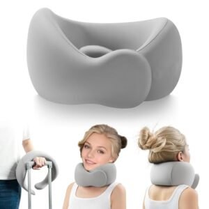 ravel Neck Pillows for Airplanes and Long-Haul Flights, Memory Foam Adjustable 360° Head Support with Asymmetrical Sides, Includes Travel Bag