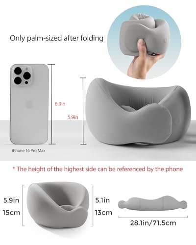 ravel Neck Pillows for Airplanes and Long-Haul Flights, Memory Foam Adjustable 360° Head Support with Asymmetrical Sides, Includes Travel Bag - Image 3