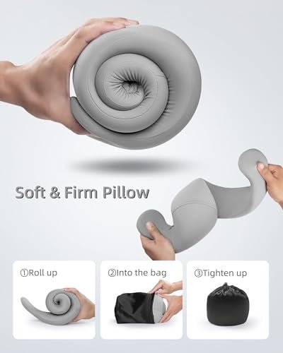 ravel Neck Pillows for Airplanes and Long-Haul Flights, Memory Foam Adjustable 360° Head Support with Asymmetrical Sides, Includes Travel Bag - Image 5