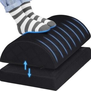 Foot Rest for Under Desk at Work Adjustable Foam for Office and Home, Office Desk Accessories，Comfortable Footrest with 2 Adjustable Heights，Back & Hip Pain Relief (Black)