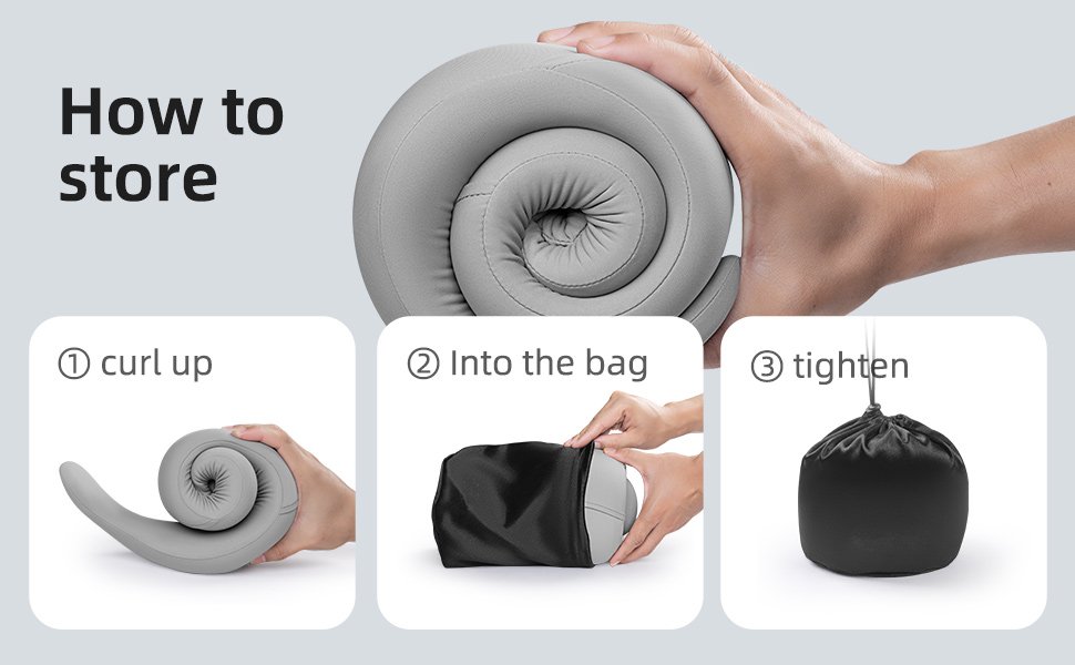 ravel Neck Pillows for Airplanes and Long-Haul Flights, Memory Foam Adjustable 360° Head Support with Asymmetrical Sides, Includes Travel Bag - Image 10