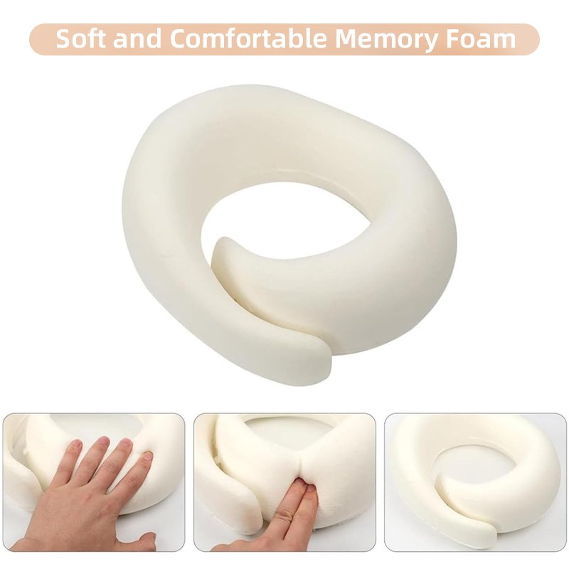 ravel Neck Pillows for Airplanes and Long-Haul Flights, Memory Foam Adjustable 360° Head Support with Asymmetrical Sides, Includes Travel Bag - Image 8